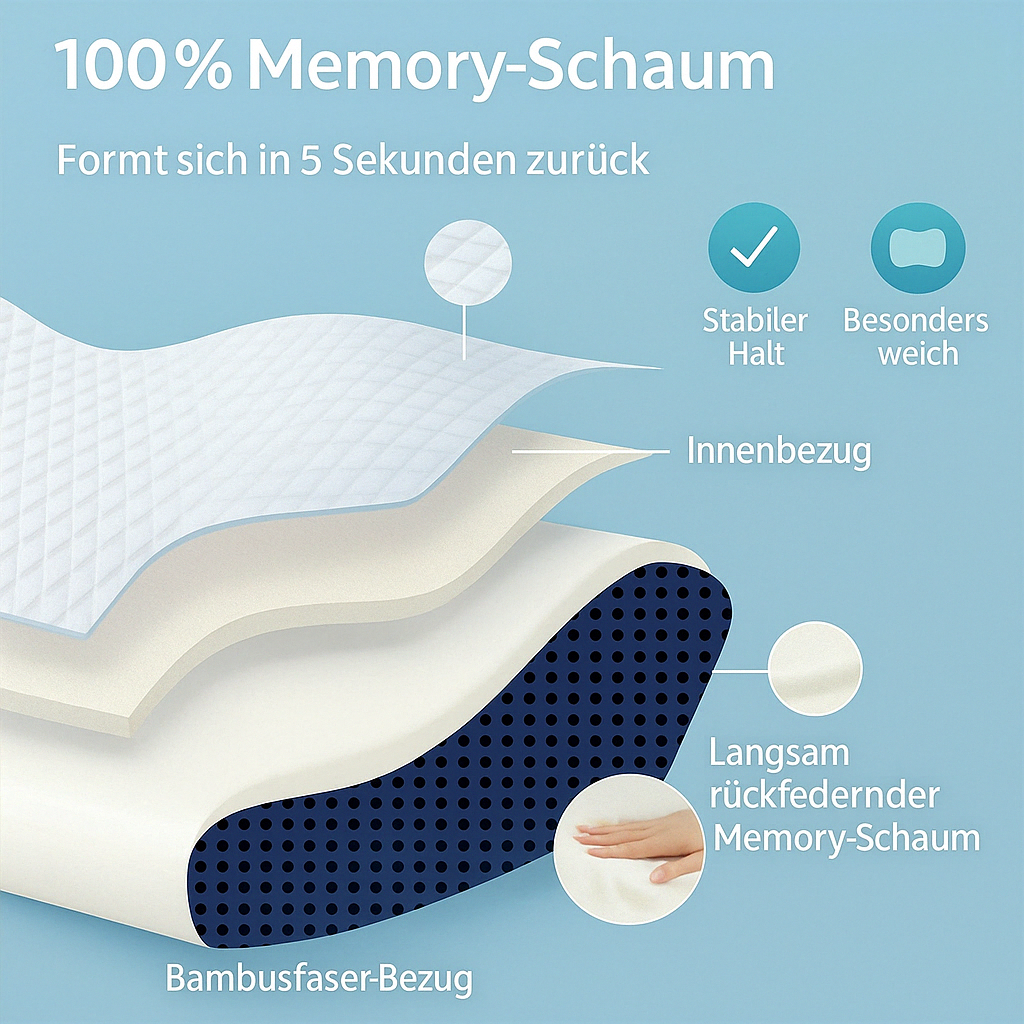Orthopädisches & ergonomisches Schlafkissen mit Kühlfunktion und Unterstützung bei Schmerzen - ErgoCool