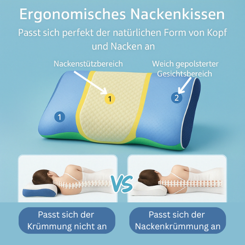 Orthopädisches & ergonomisches Schlafkissen mit Kühlfunktion und Unterstützung bei Schmerzen - ErgoCool
